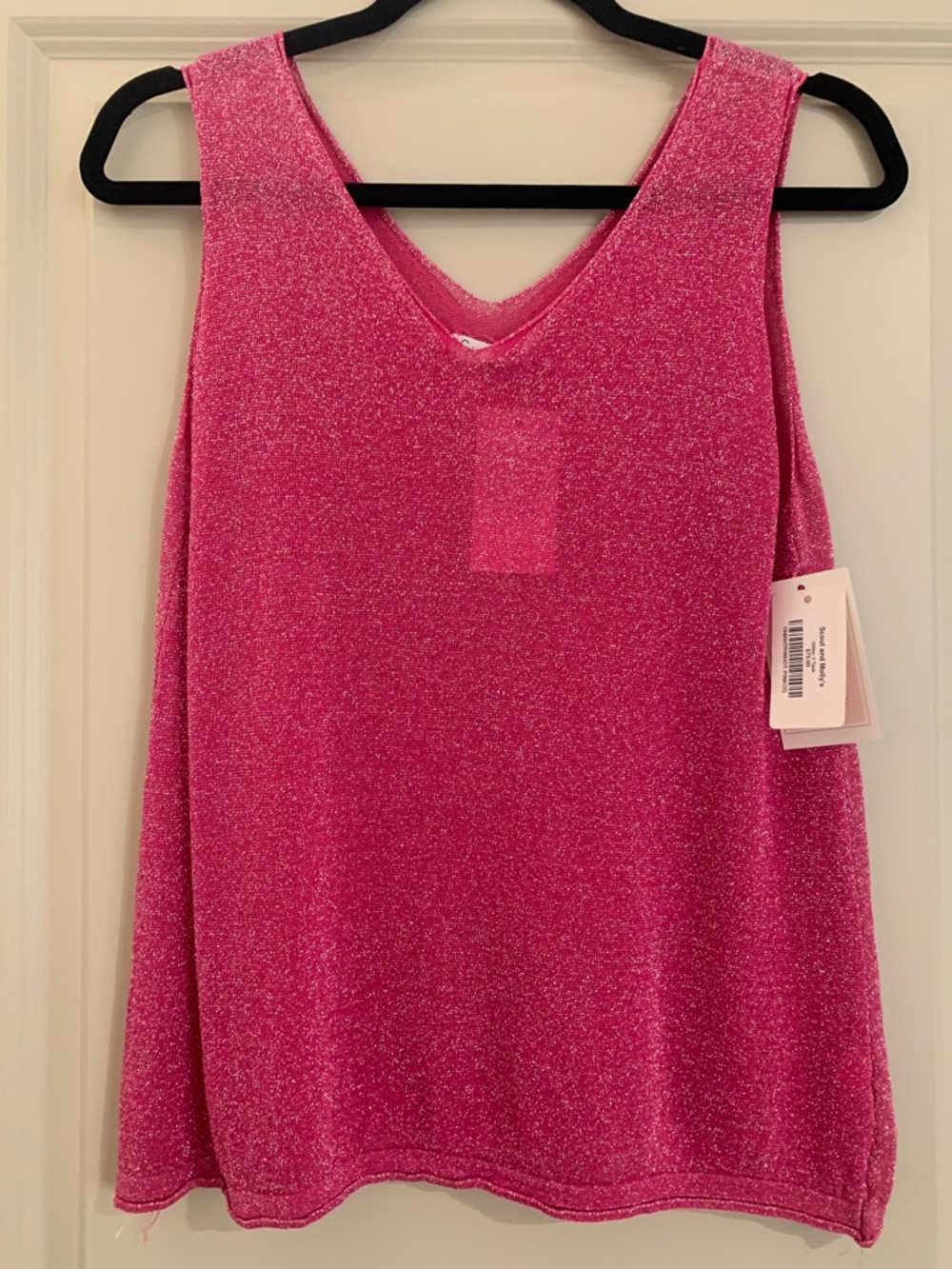 Sheer Pink Sparkle V-Neck Women's Tank Top